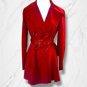 LNC Laundry By Shelli Segal Vibrant Red Trench Coat Size Extra Small